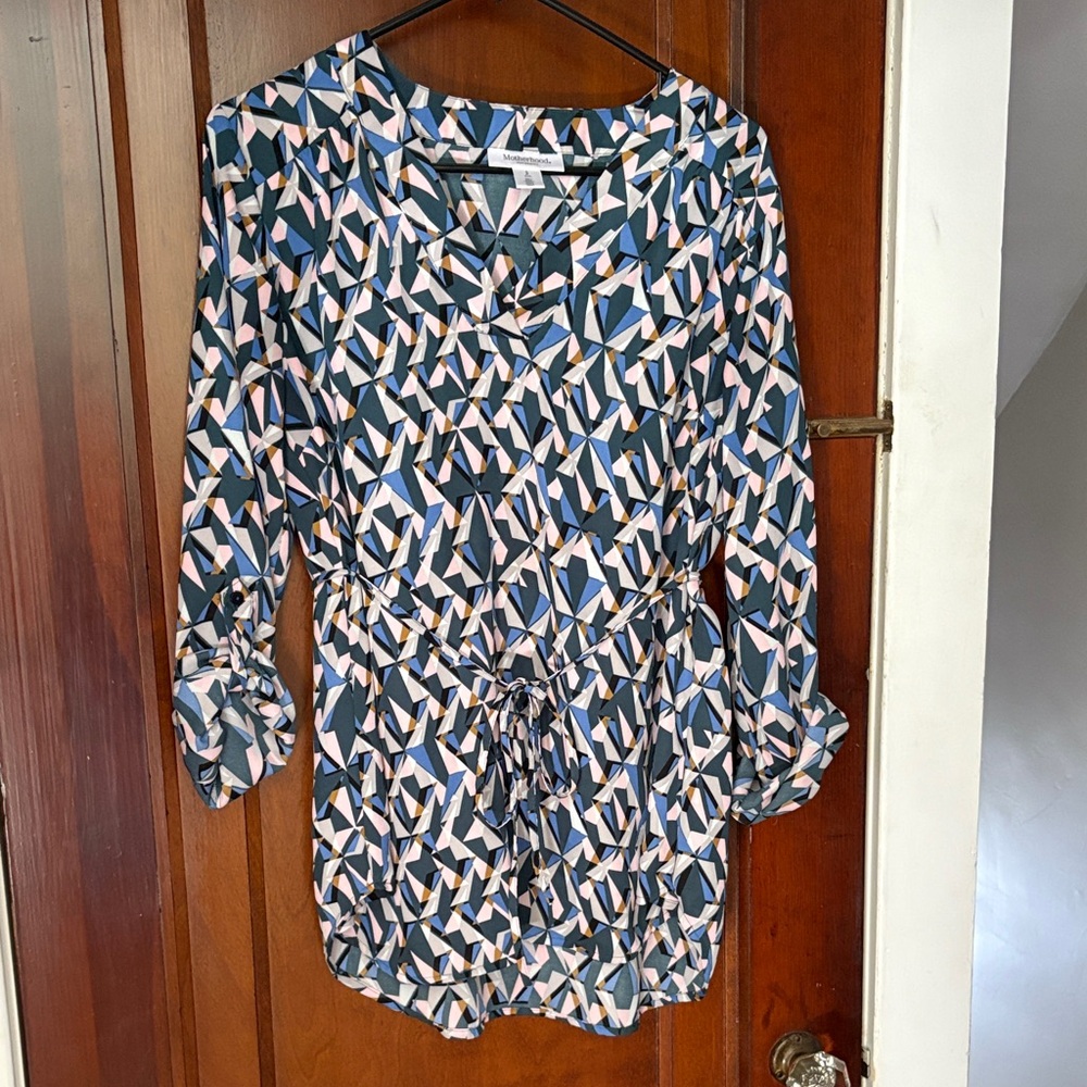 Geometric Print Women's Maternity Top - Multicolor